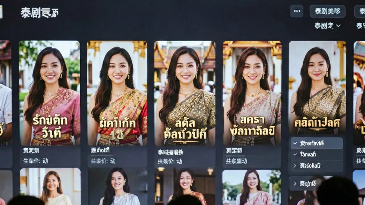 八妻子影院泰剧专区界面截图，多部甜宠剧封面整齐排列，右侧显示中文字幕选项